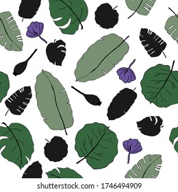 Colorful seamless floral pattern with hand draw spring flower. Vector 10 EPS for your creative design