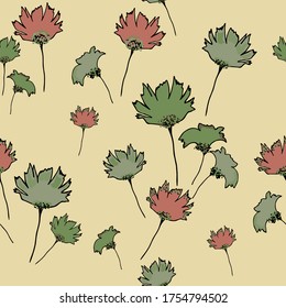 Colorful seamless floral pattern with hand draw spring flower. Vector 10 EPS for your creative design