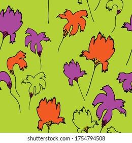 Colorful seamless floral pattern with hand draw spring flower. Vector 10 EPS for your creative design