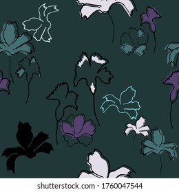 Colorful seamless floral pattern with hand draw spring flower. Vector 10 EPS for your creative design
