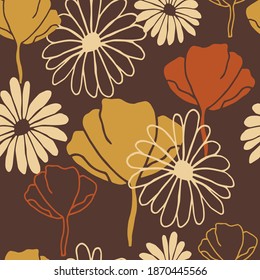 Colorido patrón floral sin fisuras con flor de primavera dibujada a mano. Vector 10 EPS para su diseño creativo