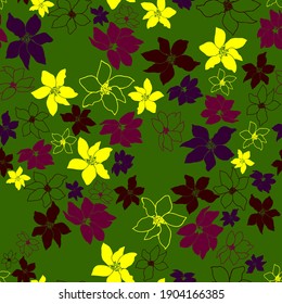 Farbiges, nahtloses Blumenmuster mit handgezeichneter Federblume. Vector 10 EPS für Ihr kreatives Design