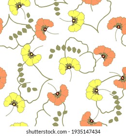 Colorful seamless floral pattern with hand draw spring flower. Vector 10 EPS for your creative design
