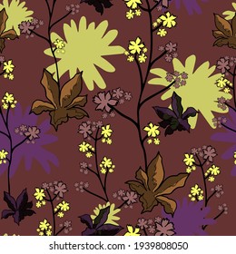 Colorful seamless floral pattern with hand draw spring flower. Vector 10 EPS for your creative design