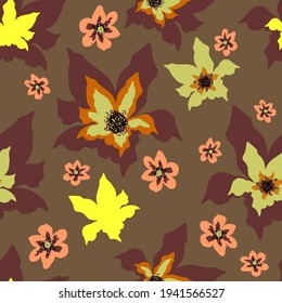 Colorful seamless floral pattern with hand draw spring flower. Vector 10 EPS for your creative design