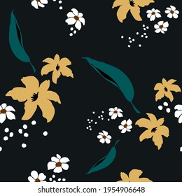 Colorido patrón floral sin fisuras con flor de primavera dibujada a mano. Vector 10 EPS para su diseño creativo