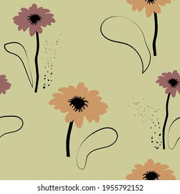 Colorful seamless floral pattern with hand draw spring flower. Vector 10 EPS for your creative design
