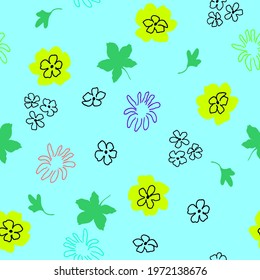 Colorful seamless floral pattern with hand draw spring flower. Vector 10 EPS for your creative design