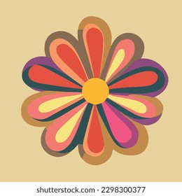 Colorful seamless floral pattern in hippie style in retro colors