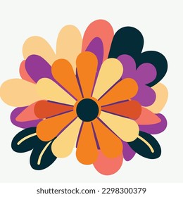 Colorful seamless floral pattern in hippie style in retro colors