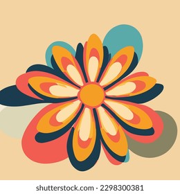 Colorful seamless floral pattern in hippie style in retro colors