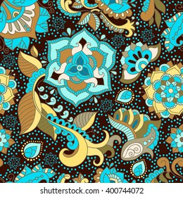 Colorful seamless floral pattern. Paisley backdrop