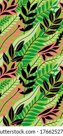Colorful seamless floral pattern. Stylish summer background with bright tropical leaves.