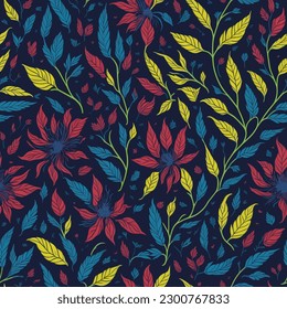 Colorful seamless floral pattern that is repeatable. Clean and beautiful Vector  Botanical TextureEPS