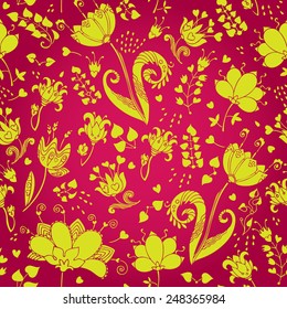 Colorful seamless floral pattern with.  Can be used for cards, invitations, fabrics, wallpapers, ornamental template for design and decoration, etc