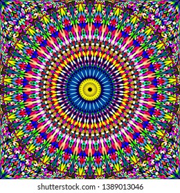 Colorful seamless flower ornate mandala pattern background - abstract symmetrical vector ornament wallpaper illustration