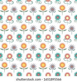 Imagen de fondo de un colorido patrón de flores sin fisuras.