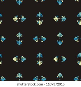 Colorful seamless flower polka pattern. Endless ornate ornament