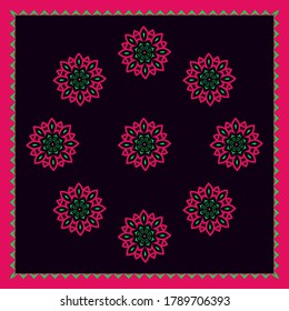 Colorful seamless flowers pattern can be used for backgrounds, motifs, tile, shawl, handkerchief, scarf, fabrics, tile, templates. Vector.	
