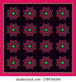 Farbige, nahtlose Blumenmuster können für Hintergründe, Motive, Fliesen, Schal, Taschentuch, Schal, Stoffe, Fliesen, Vorlagen verwendet werden. Vektorgrafik.	
