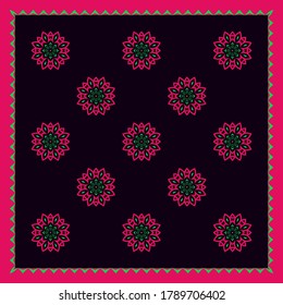 Se puede utilizar un patrón de flores sin costura colorido para fondos, motivos, baldosas, chales, pañuelos, pañuelos, tejidos, baldosas, plantillas. Vector.	
