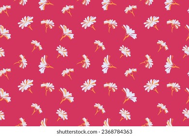Colorful seamless flowers pattern. Vector hand drawn trendy, abstract, simple  buds flowers. Template for design, cover, fabric, fashion, textile,  wallpaper, surface design