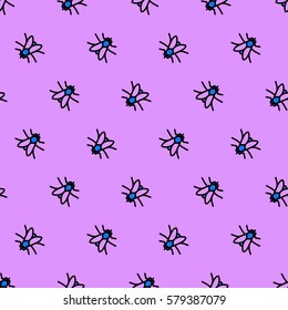 Colorful seamless fly pattern. Repeating vector illustration.