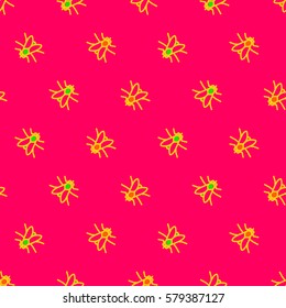 Colorful seamless fly pattern. Repeating vector illustration.