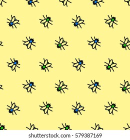 Colorful seamless fly pattern. Repeating vector illustration.