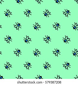 Colorful seamless fly pattern. Repeating vector illustration.