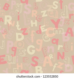 Colorful seamless font pattern. Template for design textile, covers, package, backgrounds