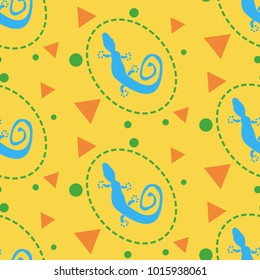Colorful seamless gecko pattern wit triangles and circles - Eps10 vector graphics and illustration