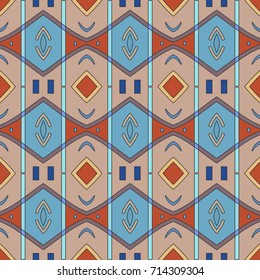 Colorful seamless geometric line pattern. Interlacing texture for wallpaper, banners, invitation cards, fabric print. Tribal ethnic linear seamless background in indian, islamic, arabic style