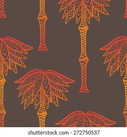colorful seamless geometric pattern African  palm branches