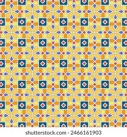 Colorful seamless geometric pattern with ethnic style, versatile design for various creative projects, suitable for decoration, fabric, textile, background, wallpaper, etc.