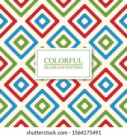 Colorful seamless geometric pattern - fabric grid design. Vector bright retro background. Creative trendy endless cloth texture. 