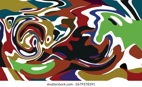 Colorful Seamless Geometric Pattern with Flowing Abstract Shapes and Playful Dots, Modern Trendy Vector Design for Children’s Projects, Creative Banners, Fashion Backdrops, Wrapping Paper, and Digital