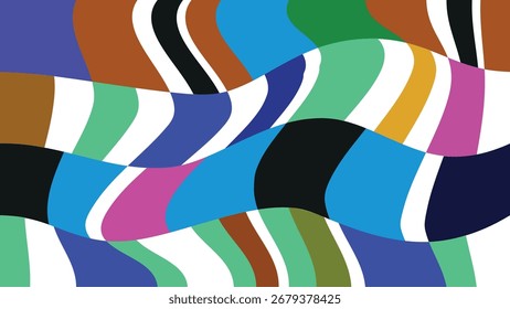Colorful Seamless Geometric Pattern with Flowing Abstract Shapes and Playful Dots, Modern Trendy Vector Design for Children’s Projects, Creative Banners, Fashion Backdrops, Wrapping Paper, and Digital