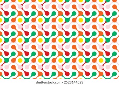 Colorful Seamless Geometric Pattern with Hexagons and Circles