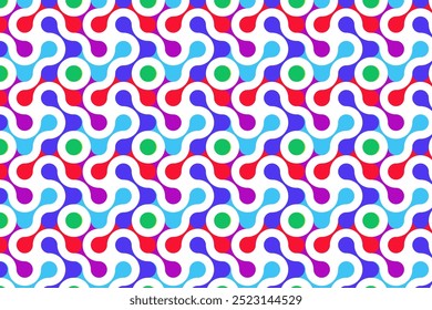Colorful Seamless Geometric Pattern with Hexagons and Circles