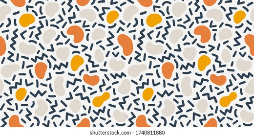 Colorful seamless geometric pattern. Modern abstract background. Hipster Memphis style.