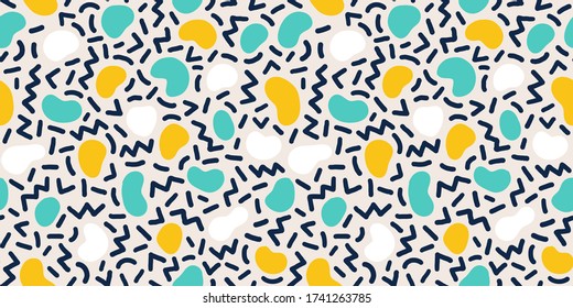 Colorful seamless geometric pattern. Modern abstract background. Hipster Memphis style.