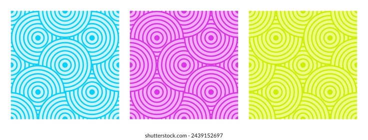 Colorful seamless geometric pattern, neon color shade for web design. The texture of waves and circles for creating packaging and textiles in a trendy style.