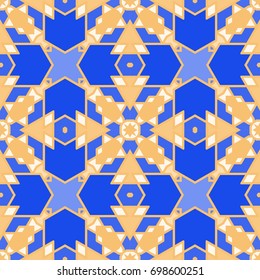 Colorful seamless geometric pattern. Ornamental, mosaic vector background. Suitable for textile, tile, fashion, package.