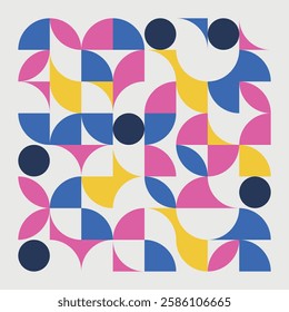 Colorful seamless geometric pattern with simple shapes
