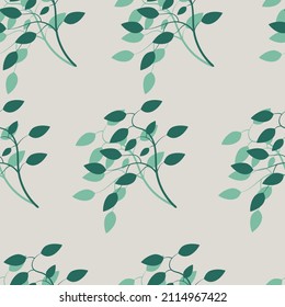 Colorful Seamless Green Leafy Pattern