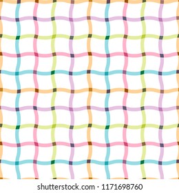 Colorful seamless grid pattern - cloth design. Stylish textile vector background 