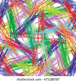 Colorful seamless grunge background of colorful brushes. Vector illustration