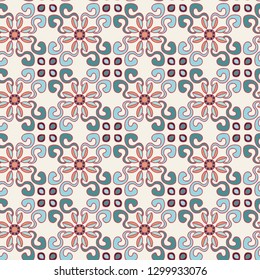 Colorful seamless hand drawn pattern. Ceramic decor.