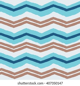 Colorful seamless hand drawn pattern chevron